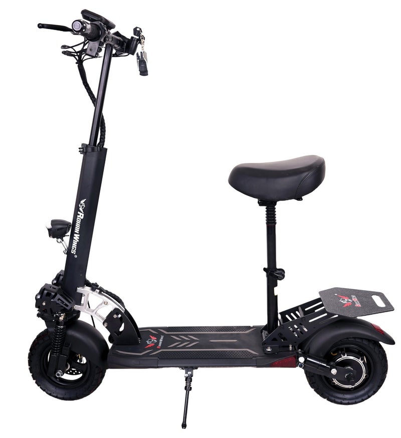 روهان وينجز سكوتر كهربائي للبالغين روهان وينجز KT4A، مزود بمحرك قوي ومتين، مدى يصل إلى 30 كم بفضل بطارية قوية 48V 13AH، سرعة ممتازة، مكبر صوت بلوتوث، مقعد مع إكسسوارات مجانية تشمل خوذة، حزام أمان، حامل موبايل، مضخة، مجموعة أدوات، وقفل. - Image 2